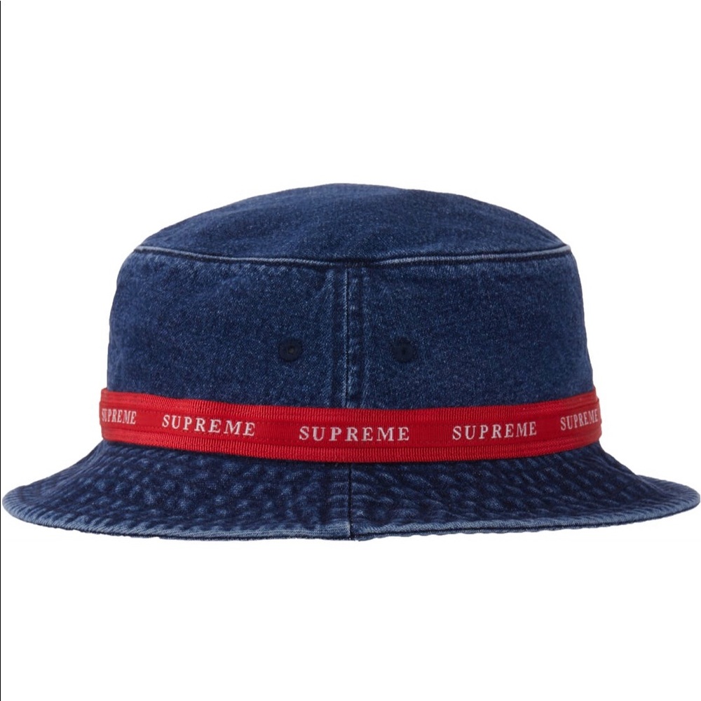 Supreme Jacquard Logo Taping denim Crusher Hat